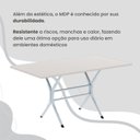 Ver mais imagens de Conjunto Sala de Jantar Mesa Retangular 140x75cm Tampo Madeira MDP Off White 6 Cadeiras Paraty Branco/C. Marrom