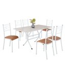 Ver imagem 2 de Conjunto Sala de Jantar Mesa Retangular 140x75cm Tampo Madeira MDP Off White 6 Cadeiras Paraty Branco/C. Marrom