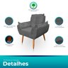 Kit 2 Poltrona Opala com Puff Opala para Sala e Quarto Suede Cinza - 9