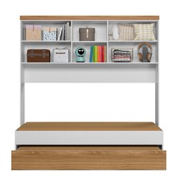 Quarto Modulado Ponte e Bicama Solteiro Ônix Flex Nature Branco Peternella - 1