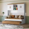 Quarto Modulado Ponte e Bicama Solteiro Ônix Flex Nature Branco Peternella - 2