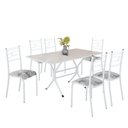 Ver imagem 2 de Conjunto Sala de Jantar Mesa Retangular 140x75cm Tampo Madeira MDP Off White 6 Cadeiras Paraty Branco/Paraopeba