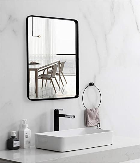 Espelho Quadrado com Moldura em Metal 90 x 60 cm - Cores - Preto - 1