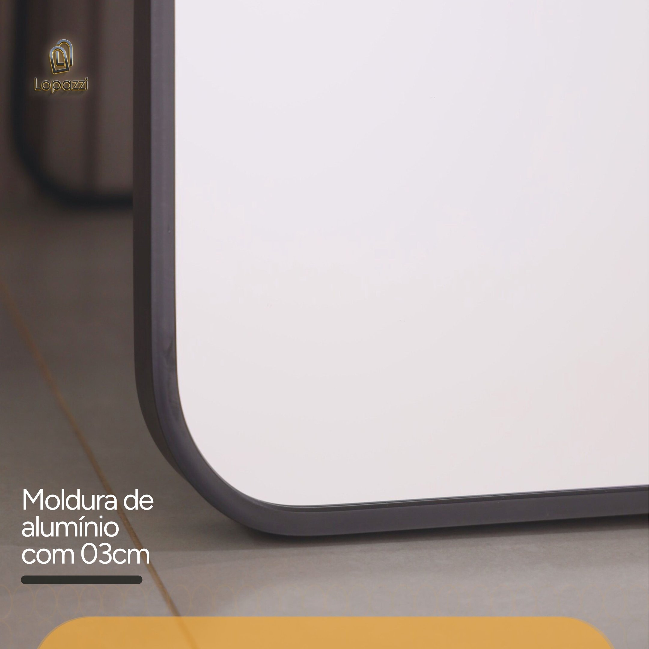Espelho Decorativo Retangular com Moldura em Alumínio 90 X 60 Cm - 4