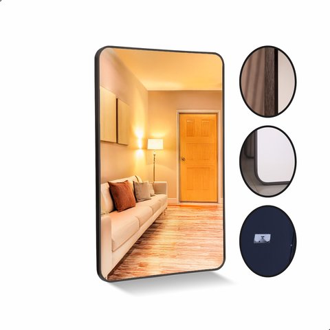 Espelho Decorativo Retangular com Moldura em Alumínio 90 X 60 Cm