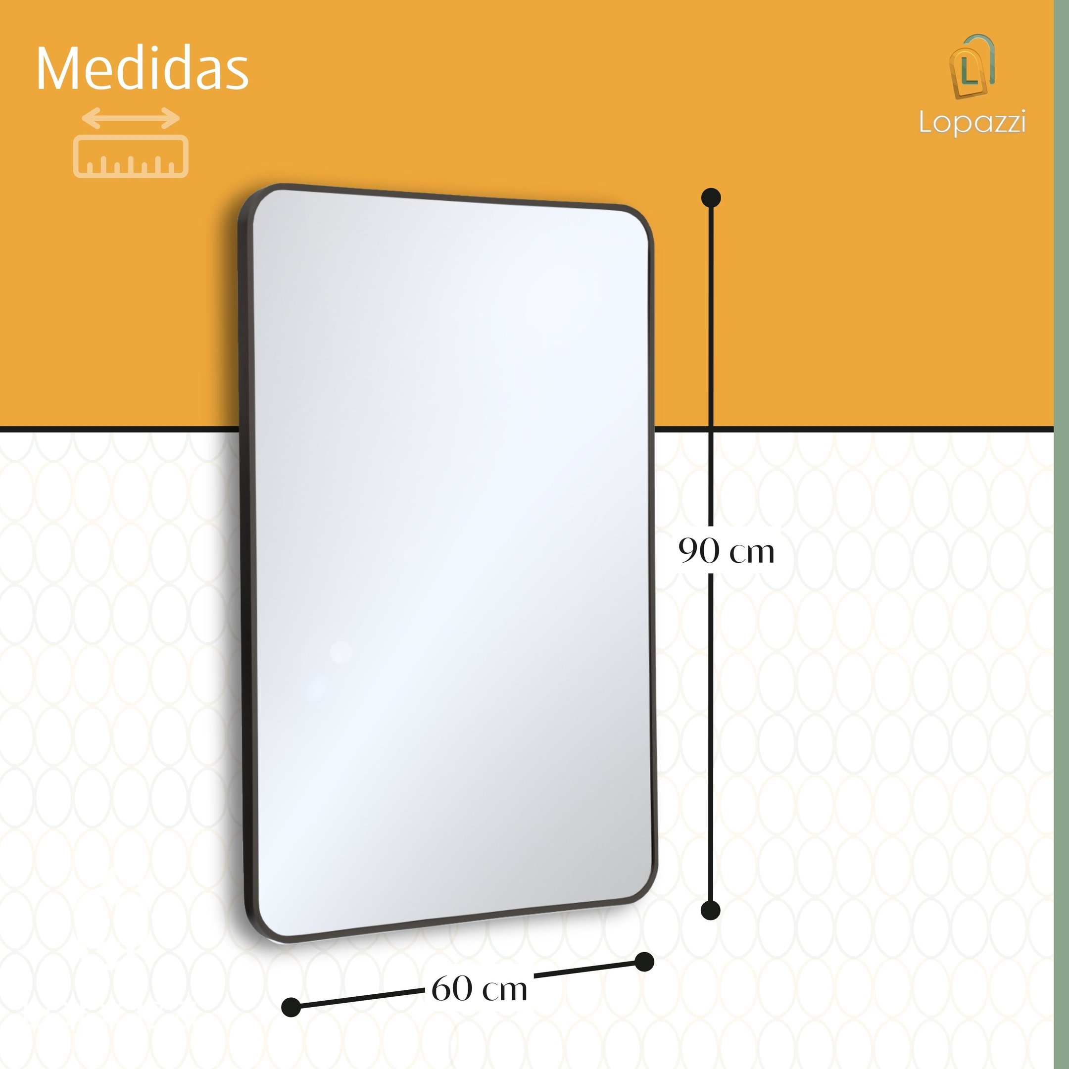 Espelho Decorativo Retangular com Moldura em Alumínio 90 X 60 Cm - 7