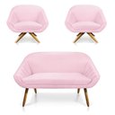 Ver imagem 1 de Kit 01 Namoradeira 02 Lugares e 02 Poltronas Giovana Suede Rosa Bebê