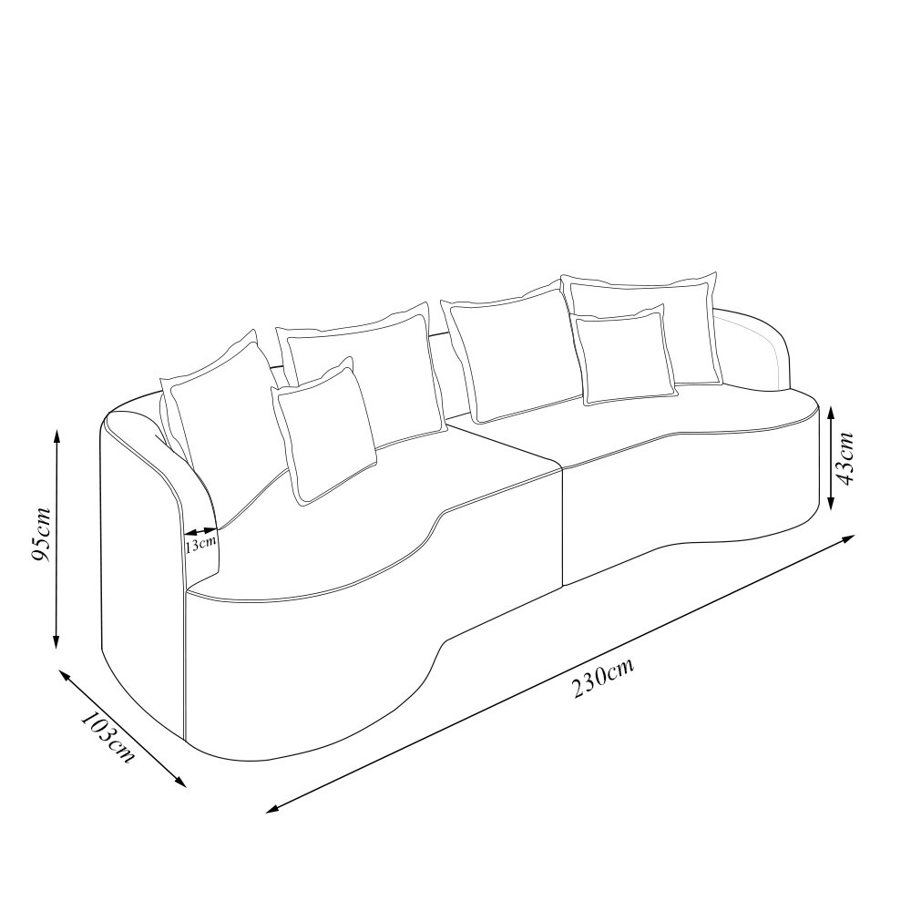 Sofá Living Decorativo Salinas 3 Lugares com Almofadas 230cm Modulado Bouclê Off White G33- Gran Bel - 4