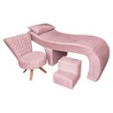 Ver imagem 1 de Kit Maca Metalasse Preto com Mocho e Escadinha Base Slk Decor Nina Rosa Claro