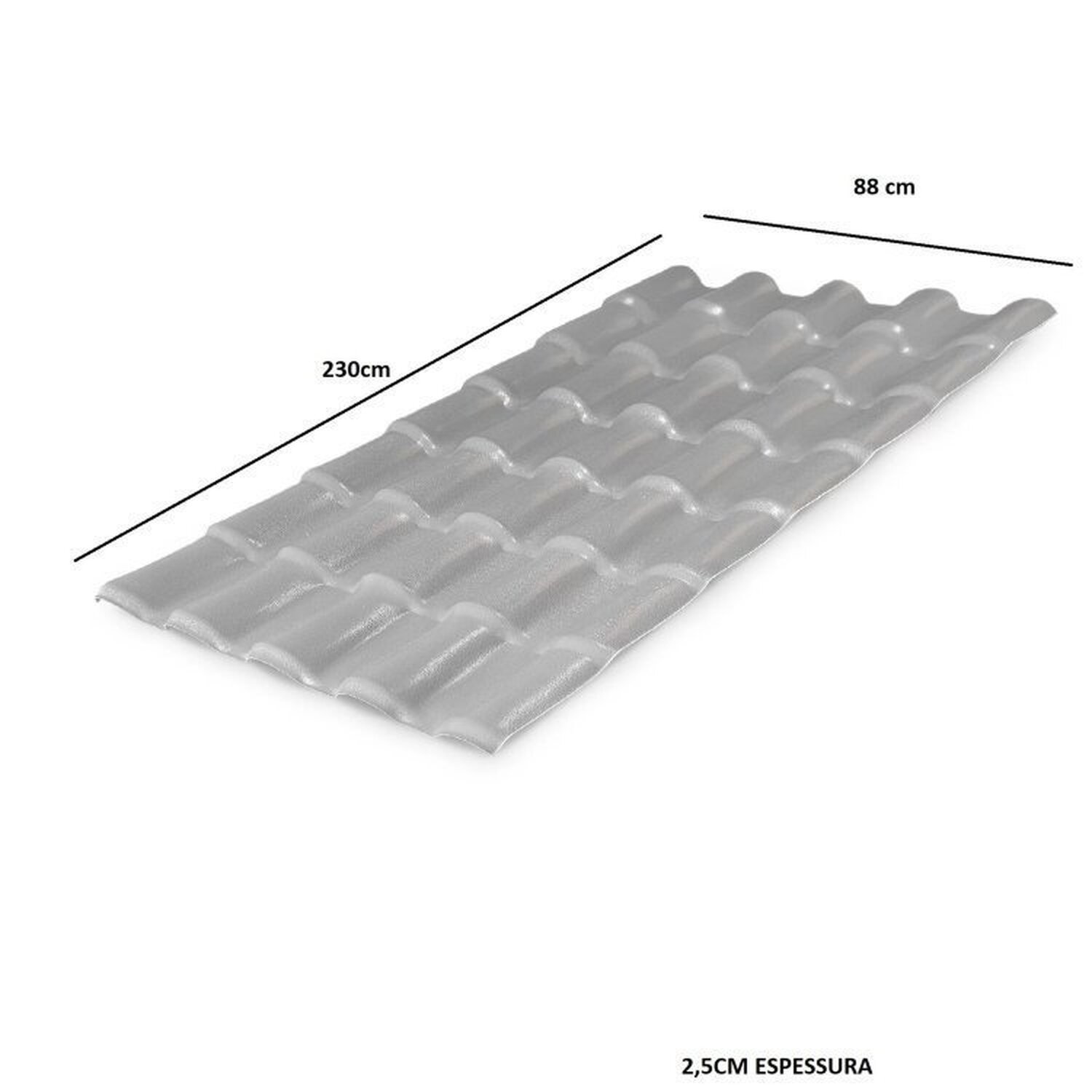 Kit com 20 Telhas Pvc Colonial 88x230cm Lux Telhas - 2