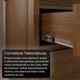 Mesa de Cabeceira Frisada 2 Gavetas em MDF Âmbar Paolo - 8 Mesa de Cabeceira Frisada 2 Gavetas em MDF Âmbar Paolo - 8