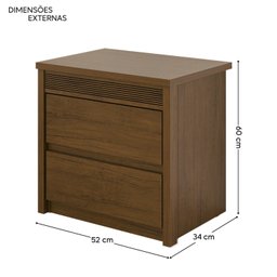 Mesa de Cabeceira Frisada 2 Gavetas em MDF Âmbar Paolo - 3 Mesa de Cabeceira Frisada 2 Gavetas em MDF Âmbar Paolo - 3