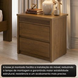 Mesa de Cabeceira Frisada 2 Gavetas em MDF Âmbar Paolo - 9 Mesa de Cabeceira Frisada 2 Gavetas em MDF Âmbar Paolo - 9
