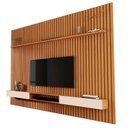 Ver imagem 3 de Painel Suspenso Home TV até 72 Polegadas Prateleira Ripado e Nicho Versátil 2.2:Nature/Off White