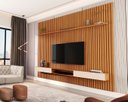 Ver imagem 1 de Painel Suspenso Home TV até 72 Polegadas Prateleira Ripado e Nicho Versátil 2.2:Nature/Off White