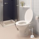 Ver mais imagens de Assento Tampa Vaso Sanitário Oval Almofadado + Escova Sanitária Base Redonda Limpeza Vaso Banheiro