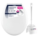 Ver imagem 1 de Assento Tampa Vaso Sanitário Oval Almofadado + Escova Sanitária Base Redonda Limpeza Vaso Banheiro