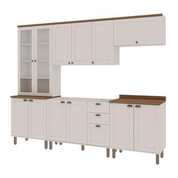 Cozinha Modulada Cristal Provençal 280 Cm Conjunto Completo Cor:branco com Ébano - 2