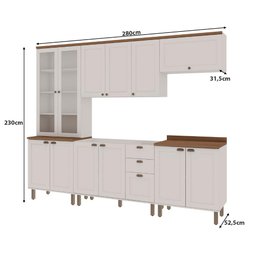 Cozinha Modulada Cristal Provençal 280 Cm Conjunto Completo Cor:branco com Ébano - 3