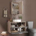 Ver imagem 2 de Kit Gabinete Banheiro Rubi 80cm - Gabinete + Cuba + Espelheira - Madeirado/ Cinza