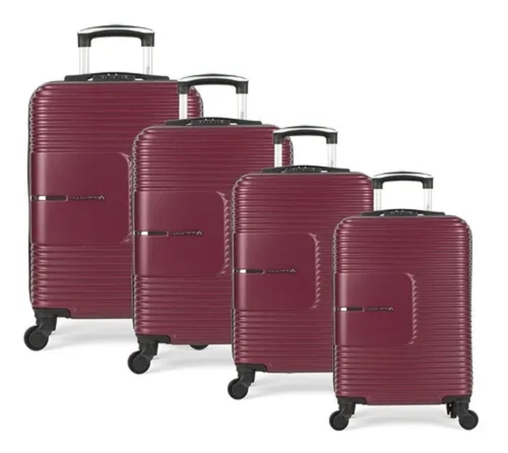 Conjunto de 4 Malas para Viagem Polo King Luxcell - Material em ABS - Cor Vinho - 1