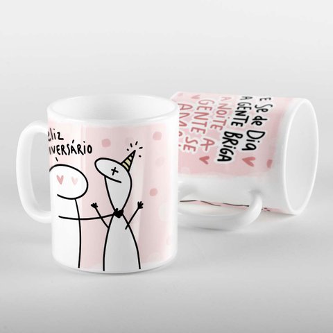 Caneca Flork Aniversário e Se de Dia a Gente Briga