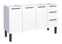 Ver imagem 1 de Gabinete Armário Cozinha Jupter 1.50 Mt 100% Aço P/ Pia -balção -3 Portas- 3 Gavetas:branco