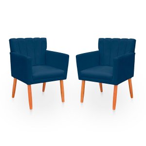 Kit com 2 Poltronas Cadeiras Elegante Confortável e Reforçada para Sala Carol Suede