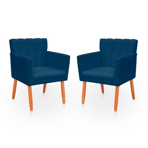 Kit com 2 Poltronas Cadeiras Elegante Confortável e Reforçada para Sala Carol Suede