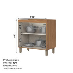 Balcão 2 Portas 800mm Yasmin Espresso Móveis - 5