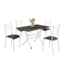 Ver imagem 2 de Conjunto Sala de Jantar Mesa Retangular 100x60cm Tampo Madeira MDP Ardósia Indiana 4 Cadeiras Paraty Branco/Preto Floral