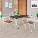 Ver imagem 1 de Conjunto Sala de Jantar Mesa Retangular 100x60cm Tampo Madeira MDP Ardósia Indiana 4 Cadeiras Paraty Branco/C. Marrom