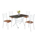 Ver imagem 2 de Conjunto Sala de Jantar Mesa Retangular 100x60cm Tampo Madeira MDP Ardósia Indiana 4 Cadeiras Paraty Branco/C. Marrom