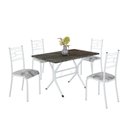 Ver imagem 2 de Conjunto Sala de Jantar Mesa Retangular 100x60cm Tampo Madeira MDP Ardósia Indiana 4 Cadeiras Paraty Branco/Paraopeba