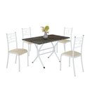 Ver imagem 2 de Conjunto Sala de Jantar Mesa Retangular 100x60cm Tampo Madeira MDP Ardósia Indiana 4 Cadeiras Paraty Branco/Creme