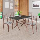 Ver imagem 1 de Conjunto Sala de Jantar Mesa Retangular 120x75cm Tampo Madeira Mdp Ardósia Indiana 4 Cadeiras Paraty