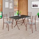Ver imagem 1 de Conjunto Sala de Jantar Mesa Retangular 120x75cm Tampo Madeira MDP Ardósia Indiana 4 Cadeiras Paraty Marrom/Paraopeba