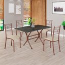 Ver imagem 1 de Conjunto Sala de Jantar Mesa Retangular 120x75cm Tampo Madeira MDP Ardósia Indiana 4 Cadeiras Paraty Marrom/Creme