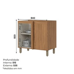 Balcão Canto Reto 1 Portas Yasmin Espresso Móveis - 3