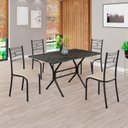 Ver imagem 1 de Conjunto Sala de Jantar Mesa Retangular 120x75cm Tampo Madeira Mdp Ardósia Indiana 4 Cadeiras Paraty