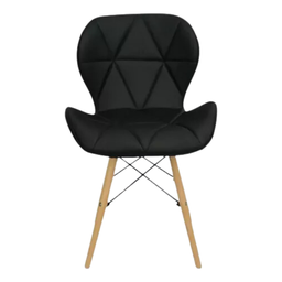 Cadeira Estofada Eiffel Slim Wood Pes de Madeira Preta - 1