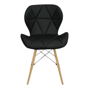 Cadeira Estofada Eiffel Slim Wood Pes de Madeira Preta