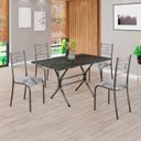 Ver imagem 1 de Conjunto Sala de Jantar Mesa Retangular 120x75cm Tampo Madeira Mdp Ardósia Indiana 4 Cadeiras Paraty