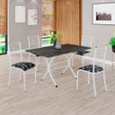 Ver imagem 1 de Conjunto Sala de Jantar Mesa Retangular 120x75cm Tampo Madeira Mdp Ardósia Indiana 4 Cadeiras Paraty