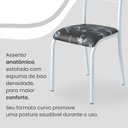 Ver imagem 6 de Conjunto Sala de Jantar Mesa Retangular 120x75cm Tampo Madeira MDP Ardósia Indiana 4 Cadeiras Paraty Branco/Preto Floral