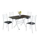 Ver imagem 2 de Conjunto Sala de Jantar Mesa Retangular 120x75cm Tampo Madeira MDP Ardósia Indiana 4 Cadeiras Paraty Branco/Preto Floral