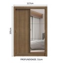 Ver imagem 4 de Guarda-roupa Solteiro 2 Portas de Correr com Espelho 2 Gavetas Rustic Vivare Madesa