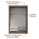 Ver imagem 7 de Guarda-roupa Solteiro 2 Portas de Correr com Espelho 2 Gavetas Rustic Vivare Madesa