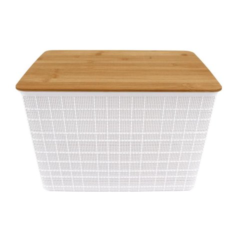 Caixa Organizadora com Tampa Bambu 18l - A\casa Caixa Organizadora com Tampa Bambu 35x22 - A\casa