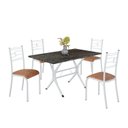 Ver imagem 2 de Conjunto Sala de Jantar Mesa Retangular 120x75cm Tampo Madeira MDP Ardósia Indiana 4 Cadeiras Paraty Branco/C. Marrom
